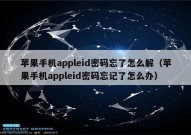苹果手机appleid密码忘了怎么解（苹果手机appleid密码忘记了怎么办）